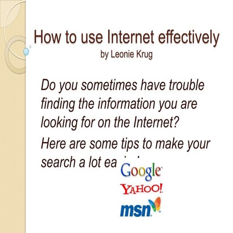 How to use internet effectively