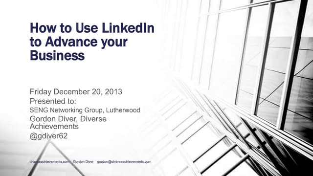 How to use linked in to advance you...
