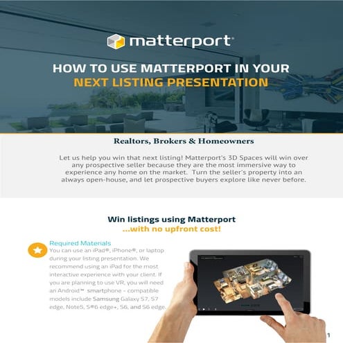 How to use Matterport in Your Next Listing Presentation | PDF