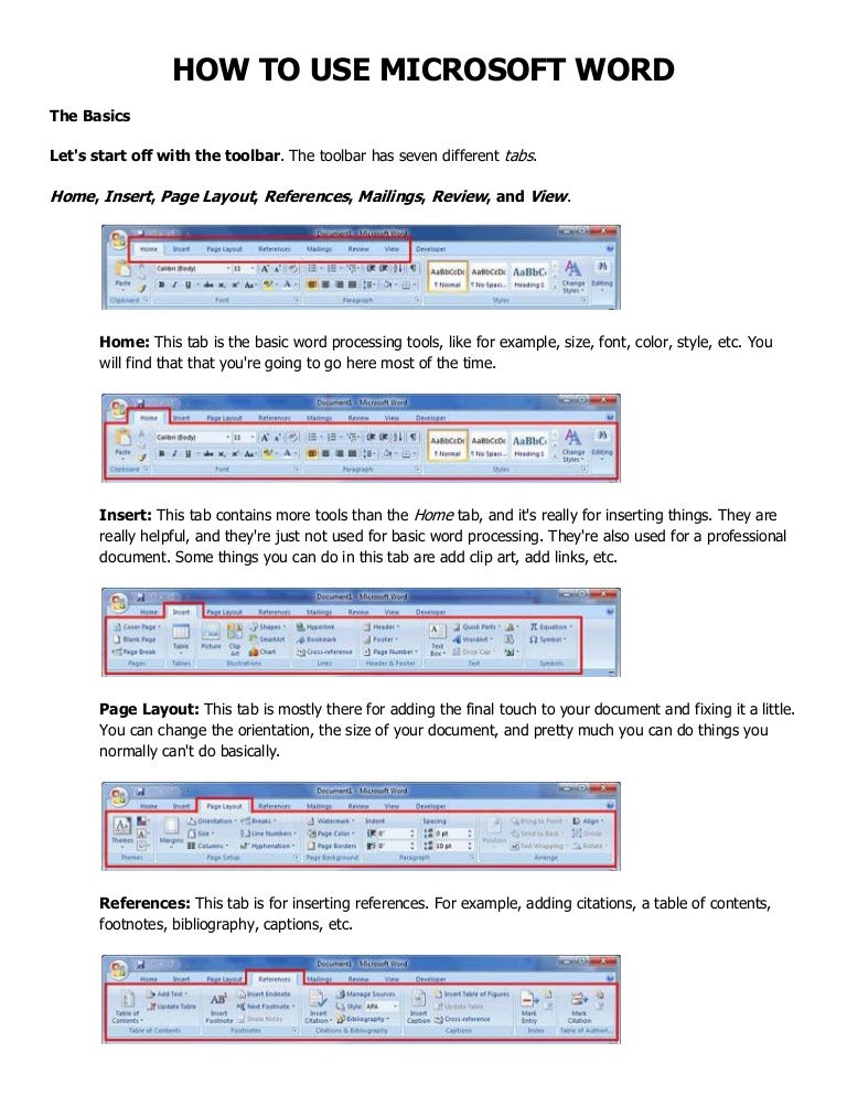 How to use microsoft word