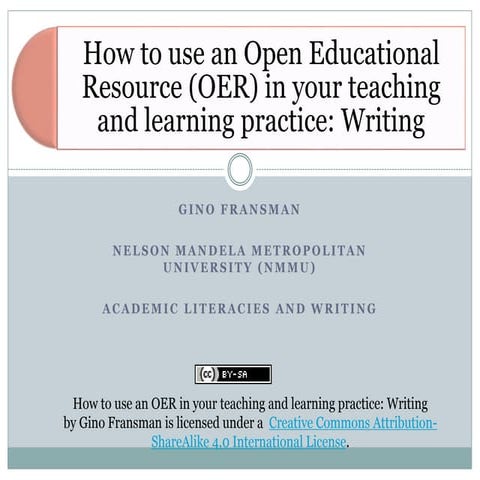 How to use oer in your teaching and learning practice - Writing