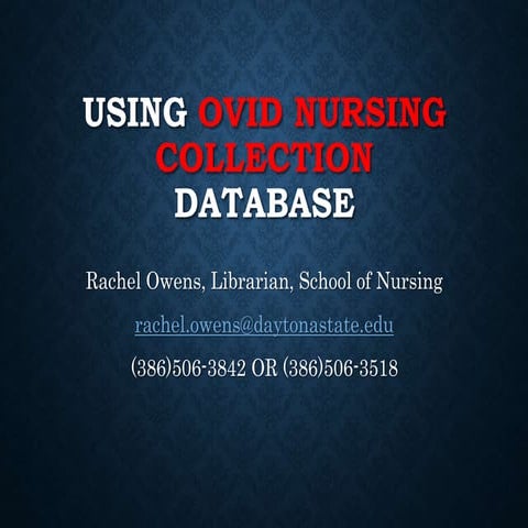 How to Use Ovid Nursing Collection