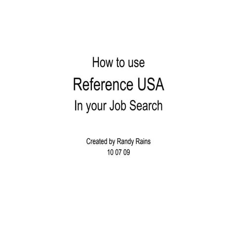 How To Use Reference Usa