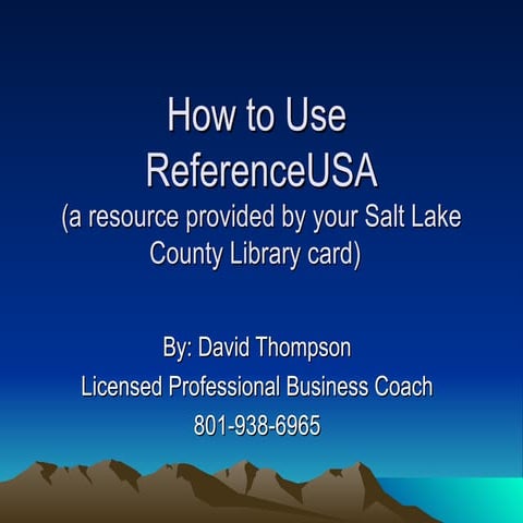 How To Use ReferenceUSA