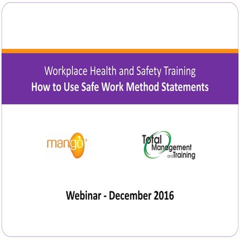 How to use safe work method statements webinar