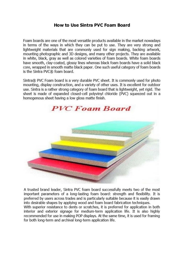 How to Use Sintra Pvc Foam Board?