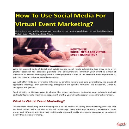 How To Use Social Media For Virtual Event Marketing