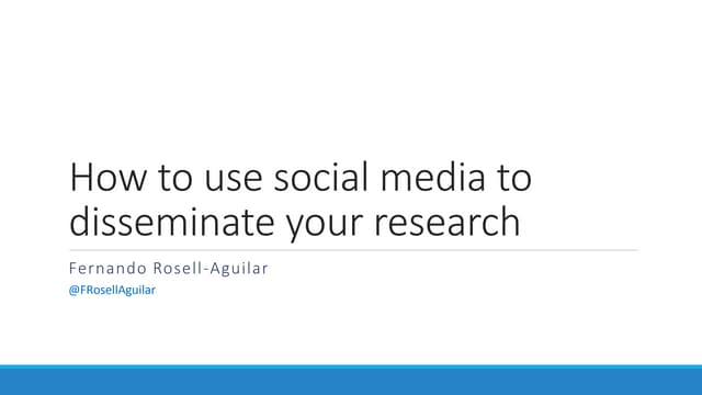 How to use social media to disseminate your research