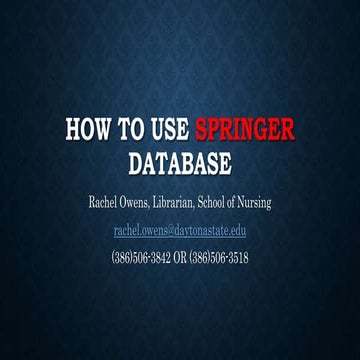How to Use Springer Database