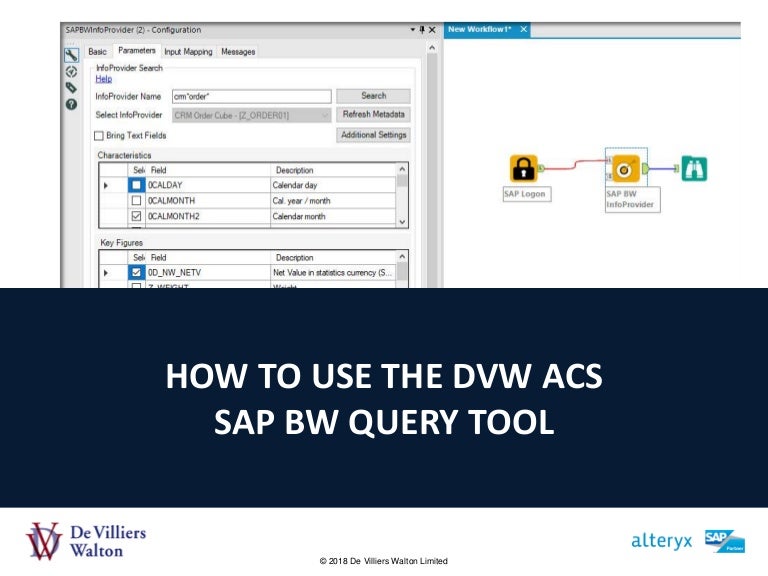 How to use the Alteryx Connector for SAP SAP BW Query Tool