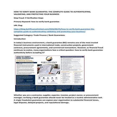 How to Verify Bank Guarantee: Complete Guide to Authentication and ...