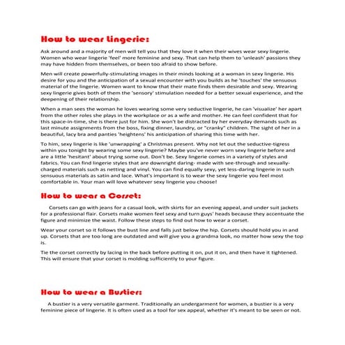 How to wear lingerie