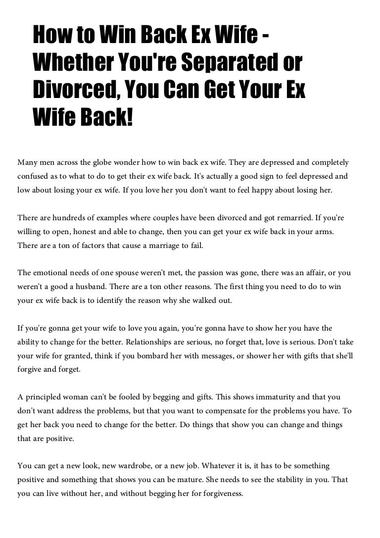 getting your wife back after separation