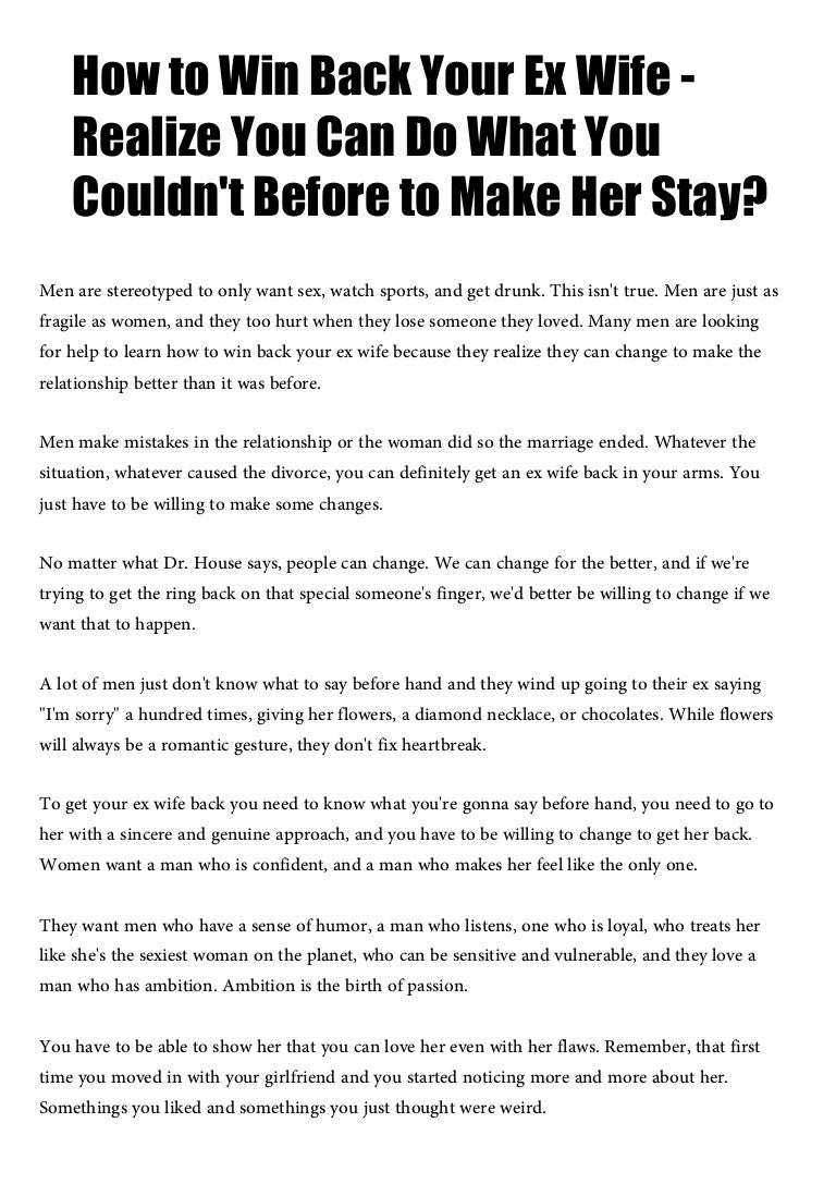 what to say to get your wife back