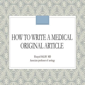 How to write a medical original article