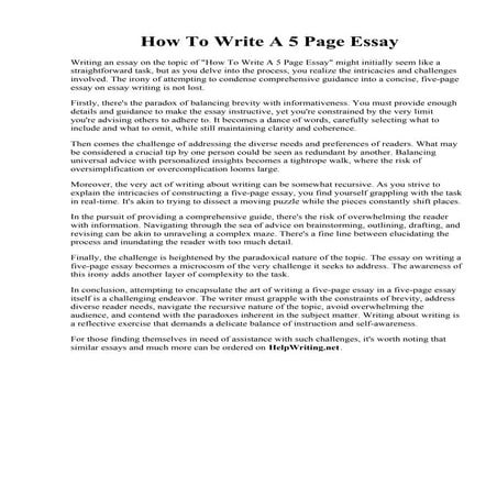 How To Write A 5 Page Essay