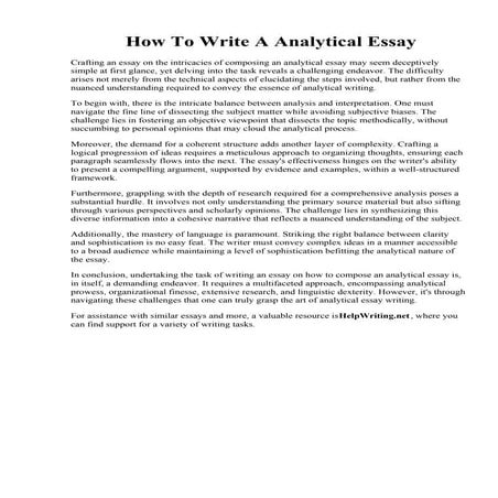How To Write A Analytical Essay. Example Of A Analytical Essay  Telegraph