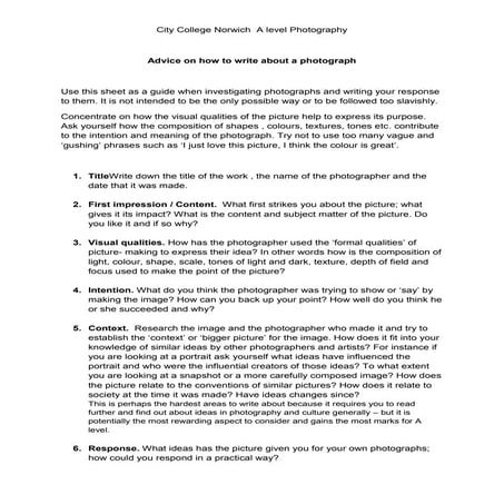 How to write about a photograph