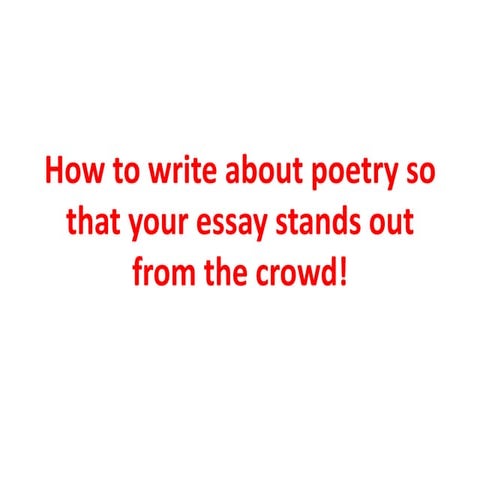 How to write about poetry 