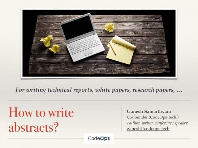 How to Write Abstracts (for White Papers, Research Papers, ...)