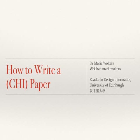 How to write a CHI paper