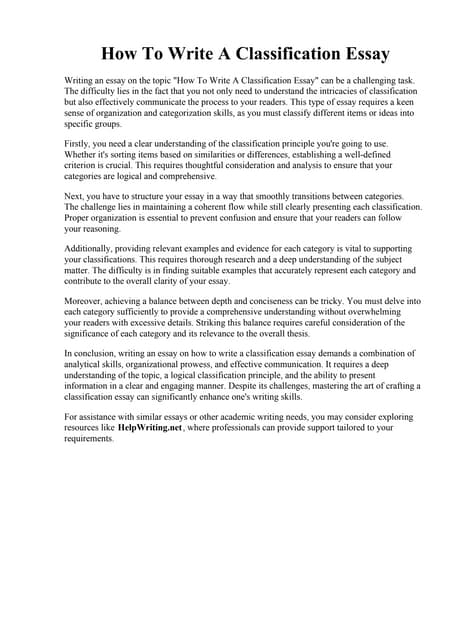 How To Write A Classification Essay Classification Essay Examples How To Write A Classification Essay Classification Essay Examples