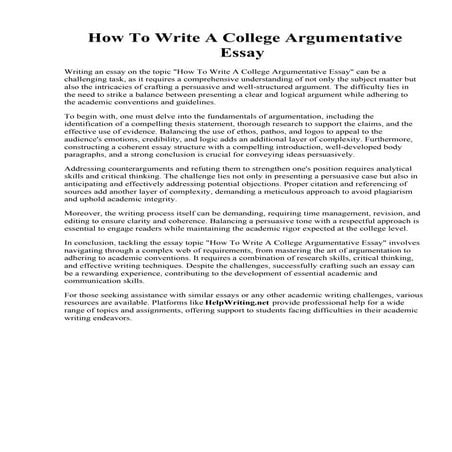 How To Write A College Argumentative Essay