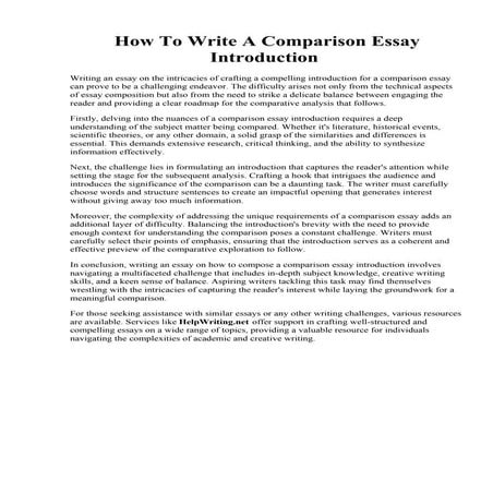 How To Write A Comparison Essay Introduction