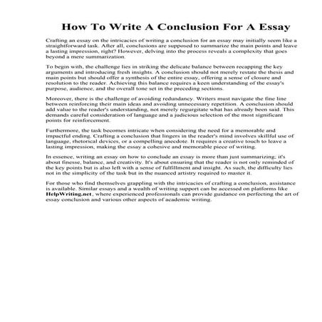 How To Write A Conclusion For A Essay