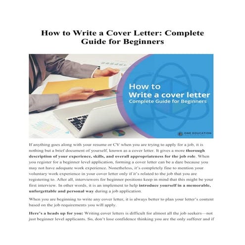 How to write a cover letter complete guide for beginners