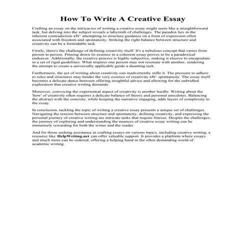 How To Write A Creative Essay