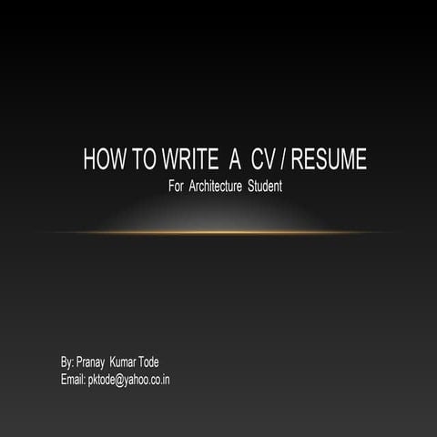 How to write a cv or resume