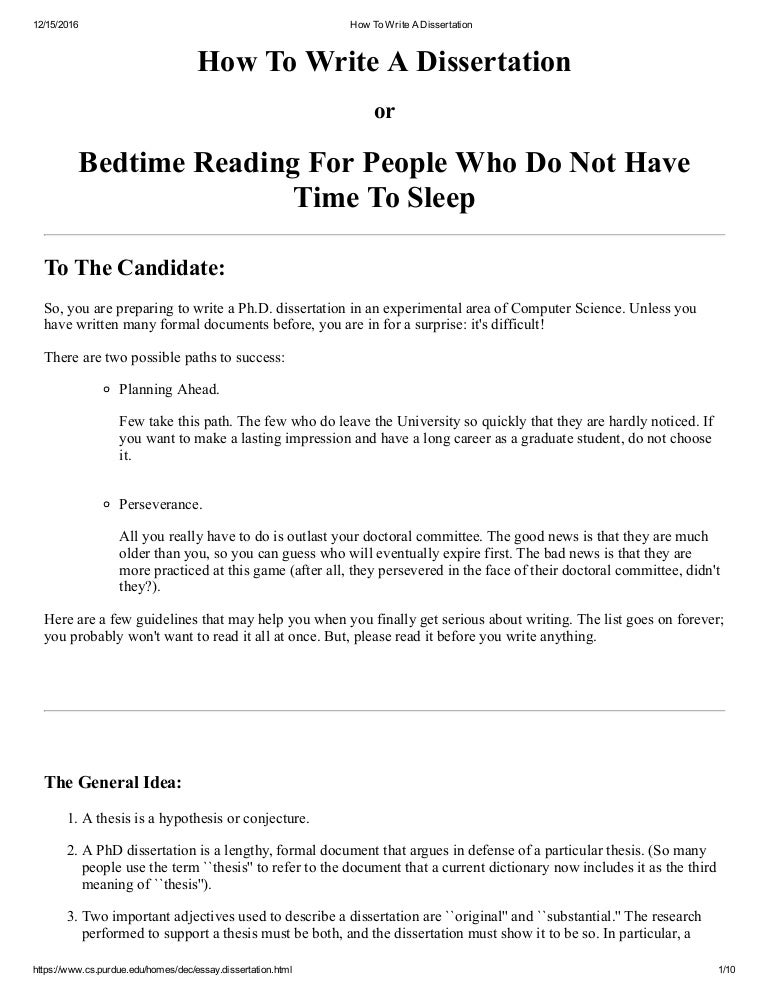 How to write a dissertation quickly