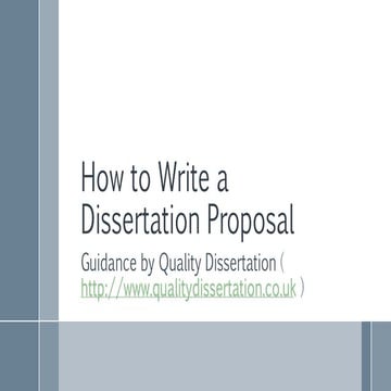 How to Write a Dissertation Proposal