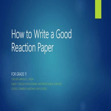 How to write a good reaction paper