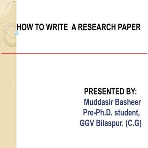 How to write a good research paper