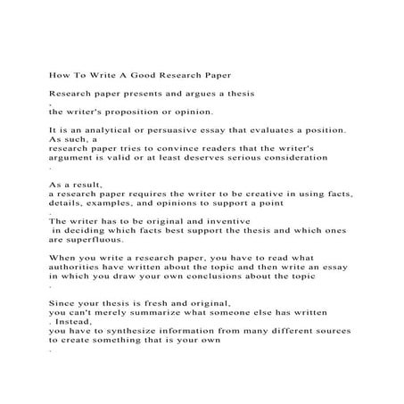 How To Write A Good Research PaperResearch paper presents 