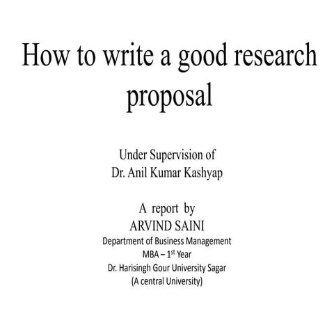 How to write a good research proposal