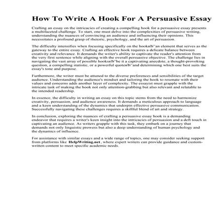 How To Write A Hook For A Persuasive Essay | PDF