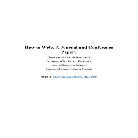 How to write a journal and conference paper