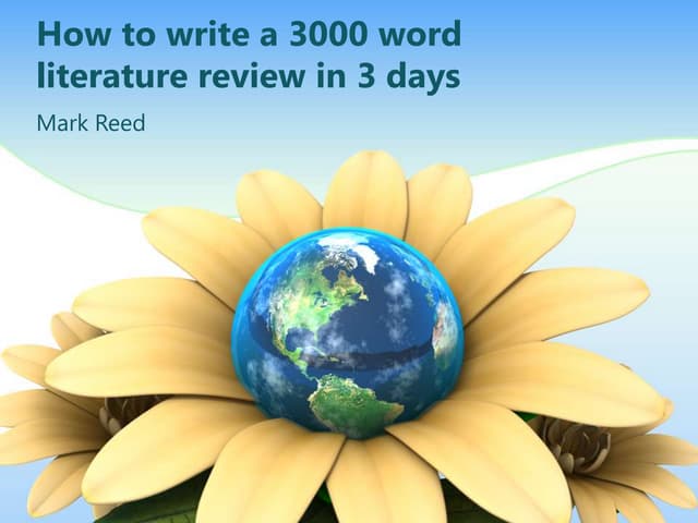 How to write a literature review in 3 days