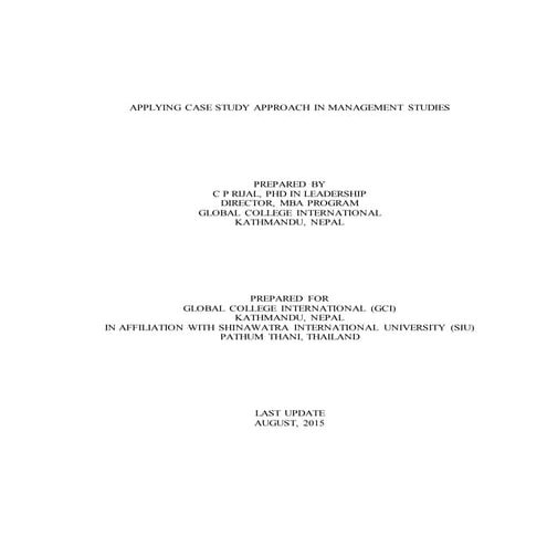 How to write, analyze and present the case studies