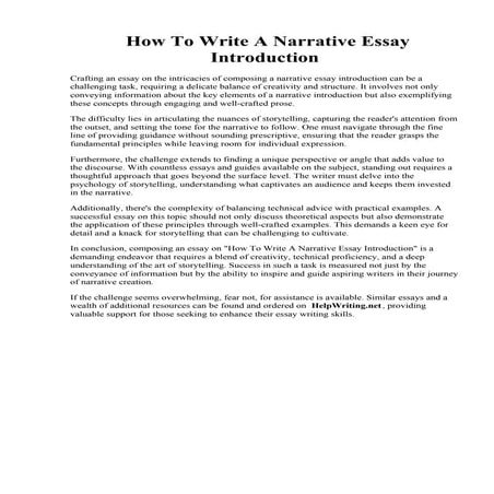 How To Write A Narrative Essay Introduction