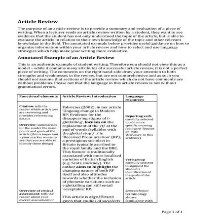 How to write an article review | PDF