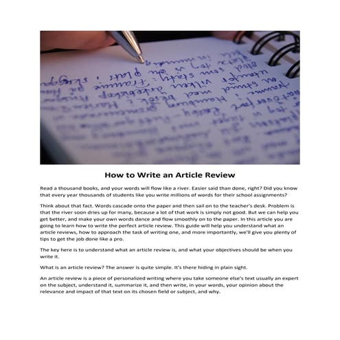 How to write an article review | PDF