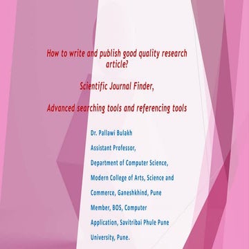 How to write and publish good quality research paper