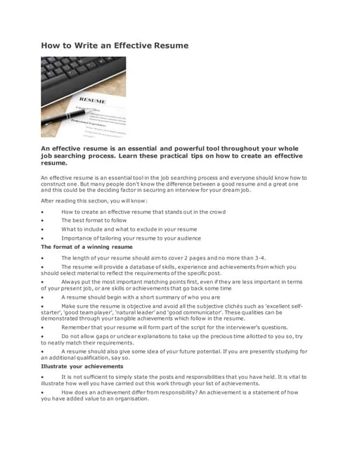 How to write an effective resume - Howtowriteaneffectiveresume 160226084628 Thumbnail 