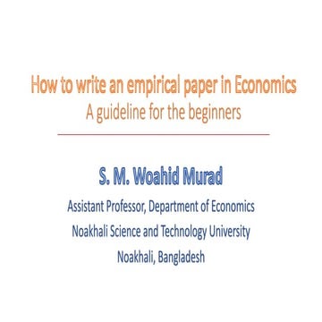 How to Write an Empirical Paper in Economics by W. Murad (2020)