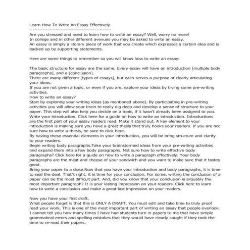 How to write an essay effectively