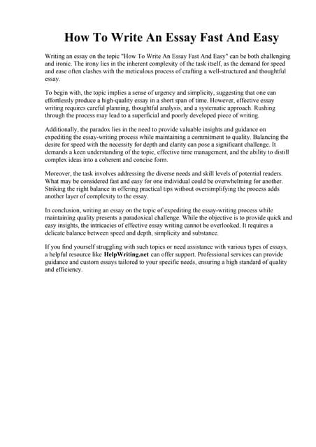 How To Write An Essay Fast And Easy Pdf